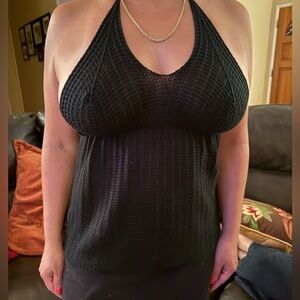 ANGL Black Knitted Halter Top
